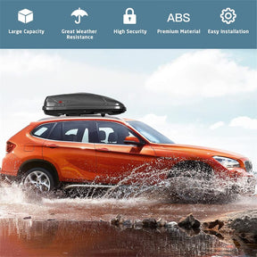 14 Cu.Ft Hard Shell Rooftop Cargo Carrier Waterproof Cargo Box w/ Dual Side Opening & Security Key, 165LBS Load Roof Storage Box for 17-22.8" Crossbar