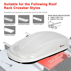 14 Cu.Ft Hard Shell Rooftop Cargo Carrier Waterproof Cargo Box w/ Dual Side Opening & Security Key, 165LBS Load Roof Storage Box for 17-22.8" Crossbar