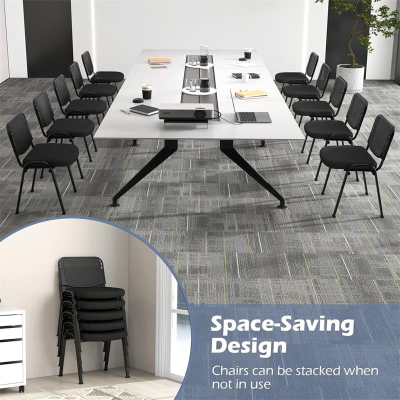 5/10/15 Pack Stackable Office Guest Chairs with Mesh Back & Padded Seat, 330lbs Capacity Conference Room Chairs for Waiting Room Reception