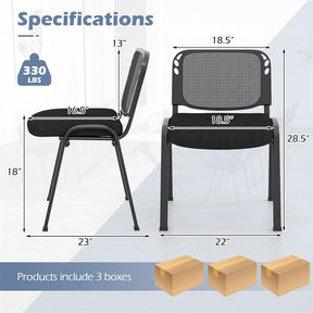5/10/15 Pack Stackable Office Guest Chairs with Mesh Back & Padded Seat, 330lbs Capacity Conference Room Chairs for Waiting Room Reception