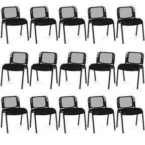 5/10/15 Pack Stackable Office Guest Chairs with Mesh Back & Padded Seat, 330lbs Capacity Conference Room Chairs for Waiting Room Reception
