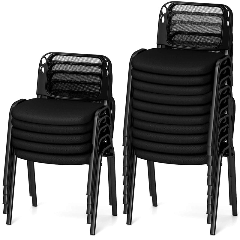 5/10/15 Pack Stackable Office Guest Chairs with Mesh Back & Padded Seat, 330lbs Capacity Conference Room Chairs for Waiting Room Reception