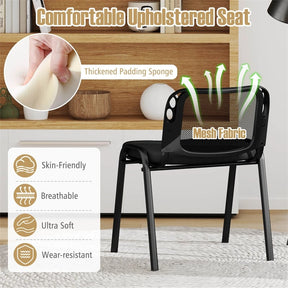 5/10/15 Pack Stackable Office Guest Chairs with Mesh Back & Padded Seat, 330lbs Capacity Conference Room Chairs for Waiting Room Reception