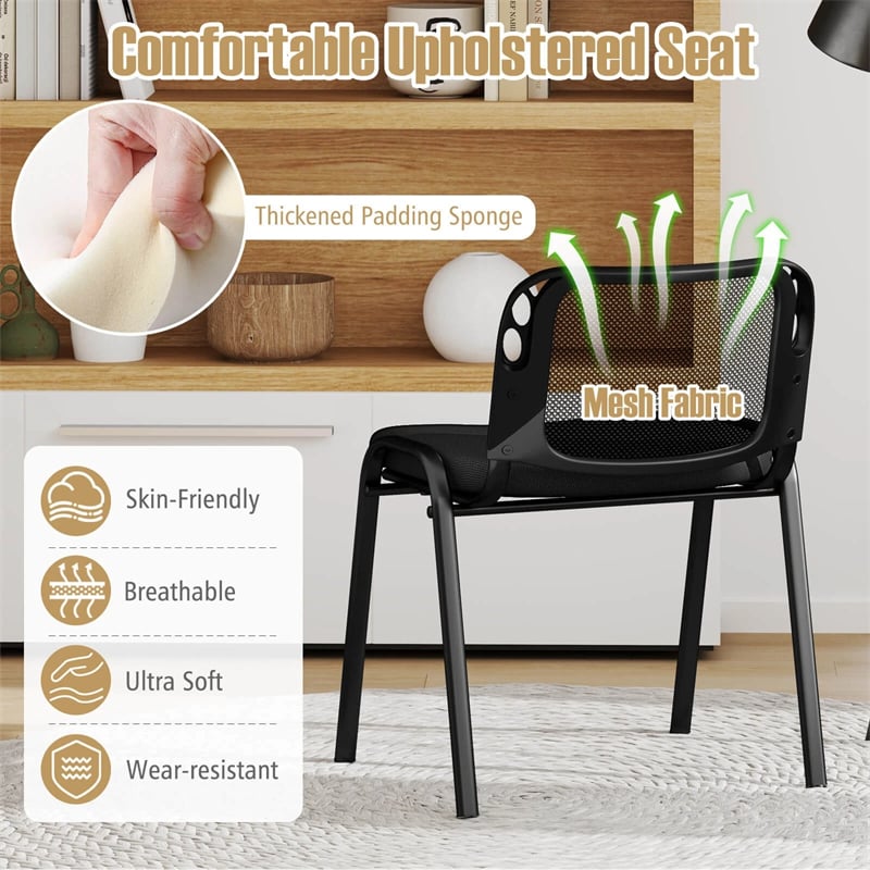 5/10/15 Pack Stackable Office Guest Chairs with Mesh Back & Padded Seat, 330lbs Capacity Conference Room Chairs for Waiting Room Reception
