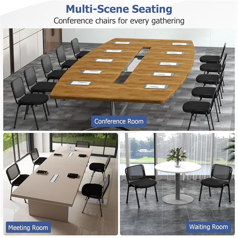 5/10/15 Pack Stackable Office Guest Chairs with Mesh Back & Padded Seat, 330lbs Capacity Conference Room Chairs for Waiting Room Reception