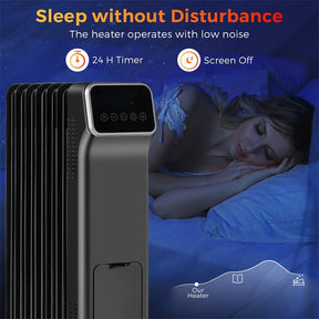 1500W Oil Filled Radiator Heater with Remote Control, Adjustable Thermostat, 24H Timer & 3 Modes, Portable Electric Space Heater for Home Office