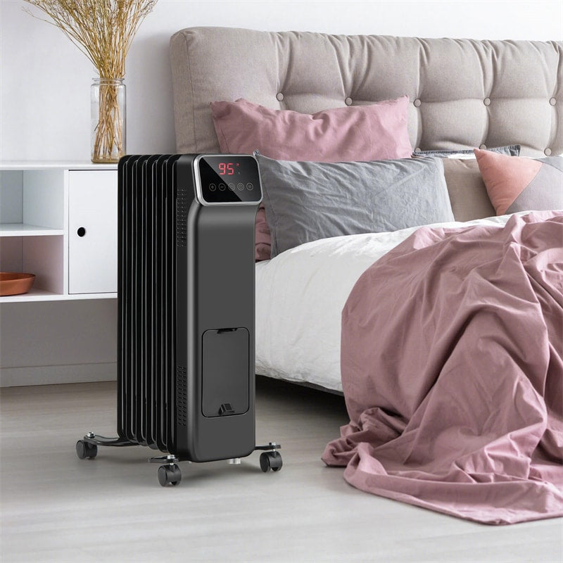 1500W Oil Filled Radiator Heater with Remote Control, Adjustable Thermostat, 24H Timer & 3 Modes, Portable Electric Space Heater for Home Office