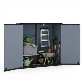 23.5 Cu.ft Outdoor Storage Shed, 175 Gallon All-Weather Resin Patio Deck Box with Floor & Lockable Door, Waterproof Horizontal Garden Tool Shed