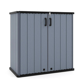 23.5 Cu.ft Outdoor Storage Shed, 175 Gallon All-Weather Resin Patio Deck Box with Floor & Lockable Door, Waterproof Horizontal Garden Tool Shed