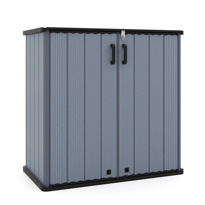 23.5 Cu.ft Outdoor Storage Shed, 175 Gallon All-Weather Resin Patio Deck Box with Floor & Lockable Door, Waterproof Horizontal Garden Tool Shed