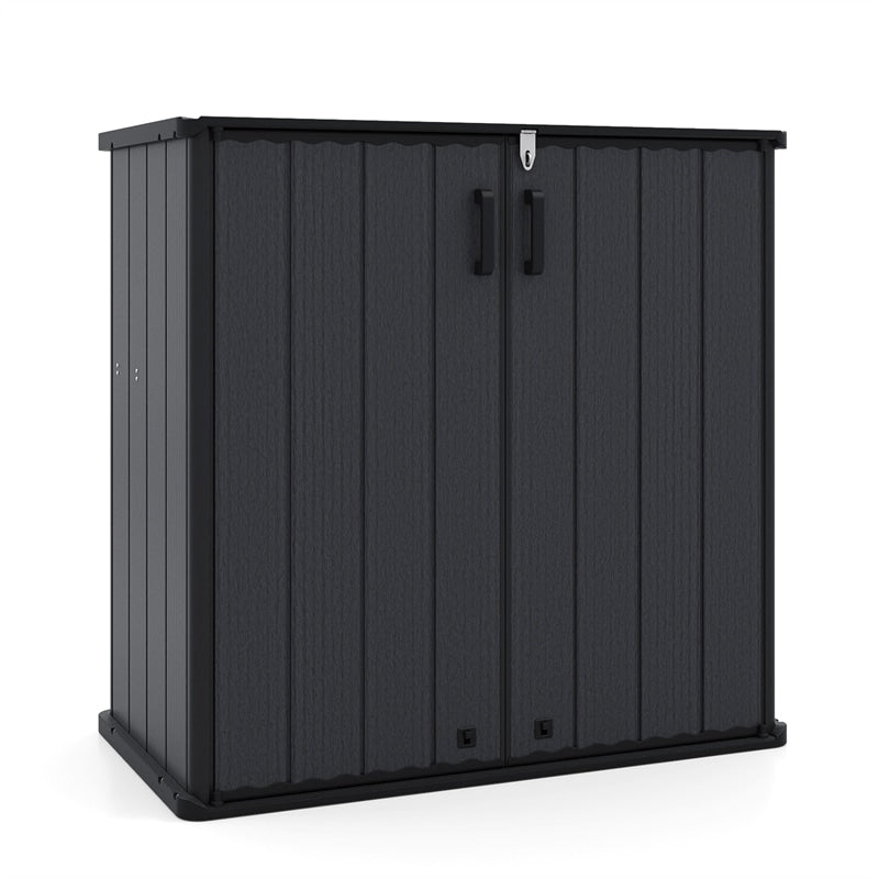 23.5 Cu.ft Outdoor Storage Shed, 175 Gallon All-Weather Resin Patio Deck Box with Floor & Lockable Door, Waterproof Horizontal Garden Tool Shed