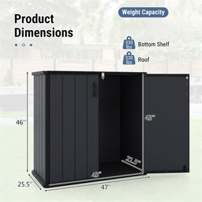 23.5 Cu.ft Outdoor Storage Shed, 175 Gallon All-Weather Resin Patio Deck Box with Floor & Lockable Door, Waterproof Horizontal Garden Tool Shed