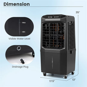 1800 CFM Swamp Cooler, 3-in-1 Evaporative Air Cooler with 7 Gal Detachable Water Tank, Remote & 12H Timer, Portable Cooling Fan for Home Patio Garage