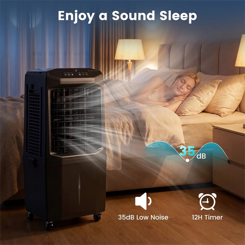 1800 CFM Swamp Cooler, 3-in-1 Evaporative Air Cooler with 7 Gal Detachable Water Tank, Remote & 12H Timer, Portable Cooling Fan for Home Patio Garage