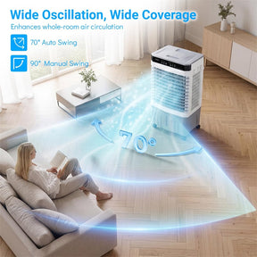 1800 CFM Swamp Cooler, 3-in-1 Evaporative Air Cooler w/ 4 Gal Water Tank, Remote, 3 Speeds & 12H Timer, Portable Cooling Fan for Indoor Outdoor