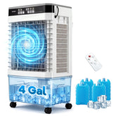 1800 CFM Swamp Cooler, 3-in-1 Evaporative Air Cooler w/ 4 Gal Water Tank, Remote, 3 Speeds & 12H Timer, Portable Cooling Fan for Indoor Outdoor