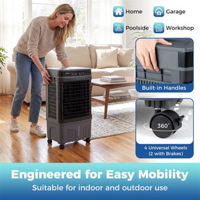 1800 CFM Swamp Cooler, 3-in-1 Evaporative Air Cooler w/ 4 Gal Water Tank, Remote, 3 Speeds & 12H Timer, Portable Cooling Fan for Indoor Outdoor
