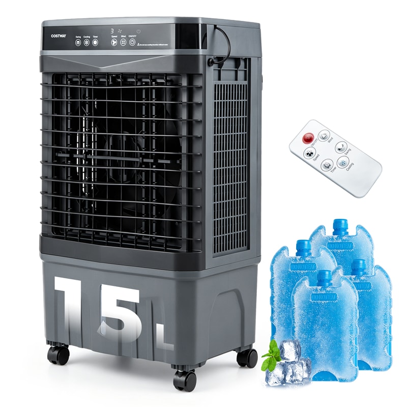 1800 CFM Swamp Cooler, 3-in-1 Evaporative Air Cooler w/ 4 Gal Water Tank, Remote, 3 Speeds & 12H Timer, Portable Cooling Fan for Indoor Outdoor