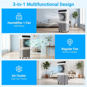 2100 CFM Swamp Cooler, 3-in-1 Evaporative Air Cooler with 7.2 Gal Water Tank, Remote, 12H Timer & 4 Ice Packs, Portable Cooling Fan for Indoor Outdoor