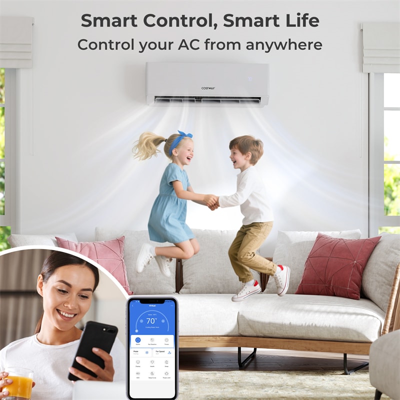 24000 BTU 23 SEER2 Dual Zone Mini Split Air Conditioner & Heater, WiFi Enabled Inverter Ductless Split AC System with Heat Pump & Energy Star