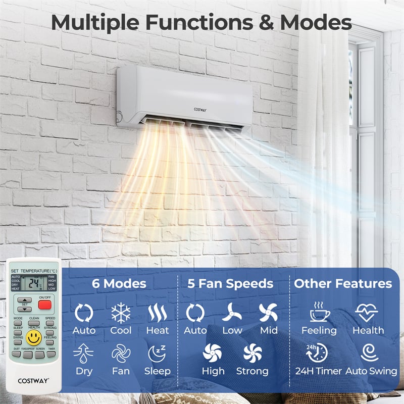 24000 BTU 23 SEER2 Dual Zone Mini Split Air Conditioner & Heater, WiFi Enabled Inverter Ductless Split AC System with Heat Pump & Energy Star