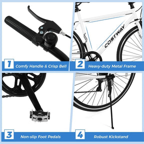 26" Mountain Bike 6-Speed Drivetrain Cycling Bicycle with Dual C-Brakes, Adjustable Seat & All-Terrain Tires, MTB City Bike for Men Women Teens