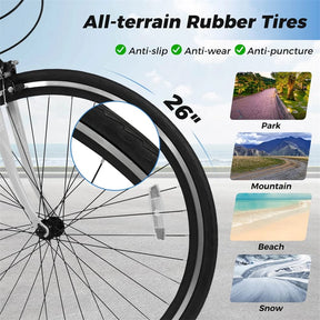 26" Mountain Bike 6-Speed Drivetrain Cycling Bicycle with Dual C-Brakes, Adjustable Seat & All-Terrain Tires, MTB City Bike for Men Women Teens