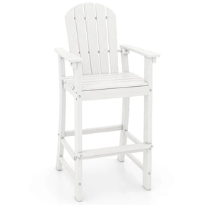 30" Tall Adirondack Bar Chairs, All-Weather HDPE Outdoor Bar Height Stools with Backrest, Armrests & Footrest for Backyard, Poolside