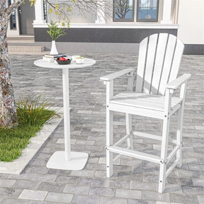 30" Tall Adirondack Bar Chairs, All-Weather HDPE Outdoor Bar Height Stools with Backrest, Armrests & Footrest for Backyard, Poolside