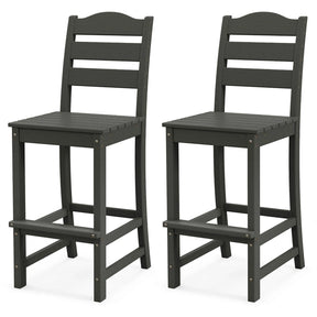 Outdoor HDPE Bar Stool, 30" Tall Patio Bar Chair with High Backrest & Footrest, All-Weather High-Top Barstool for Garden, Backyard