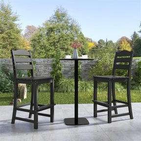 Outdoor HDPE Bar Stool, 30" Tall Patio Bar Chair with High Backrest & Footrest, All-Weather High-Top Barstool for Garden, Backyard