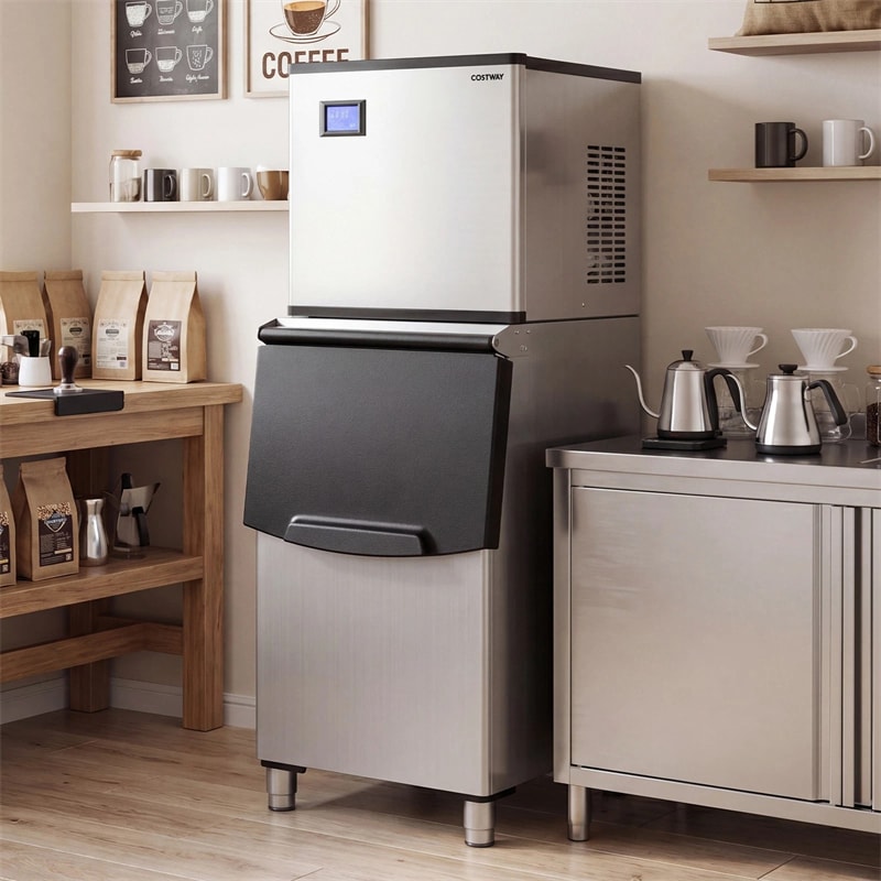 450 LBS/24H Commercial Split Ice Maker, Stainless Steel Ice Machine with 250 LBS Storage Bin, Self-Cleaning & Air Cooled for Restaurant Bar Cafe Hotel