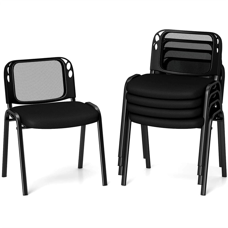 5/10/15 Pack Stackable Office Guest Chairs with Mesh Back & Padded Seat, 330lbs Capacity Conference Room Chairs for Waiting Room Reception