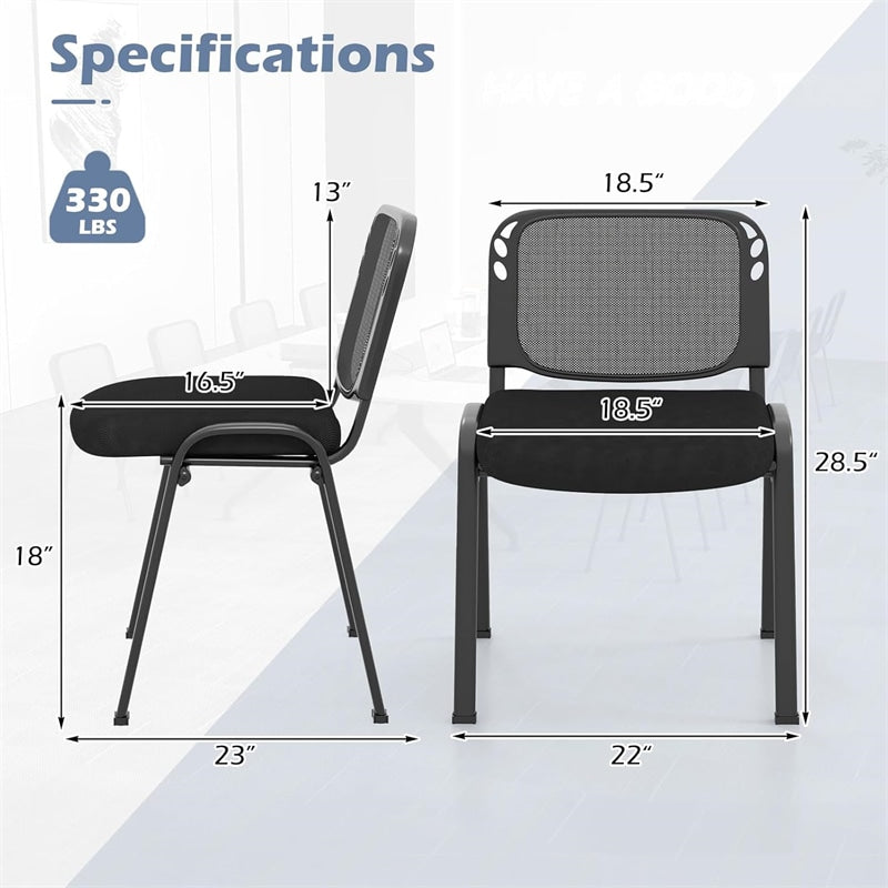 5/10/15 Pack Stackable Office Guest Chairs with Mesh Back & Padded Seat, 330lbs Capacity Conference Room Chairs for Waiting Room Reception