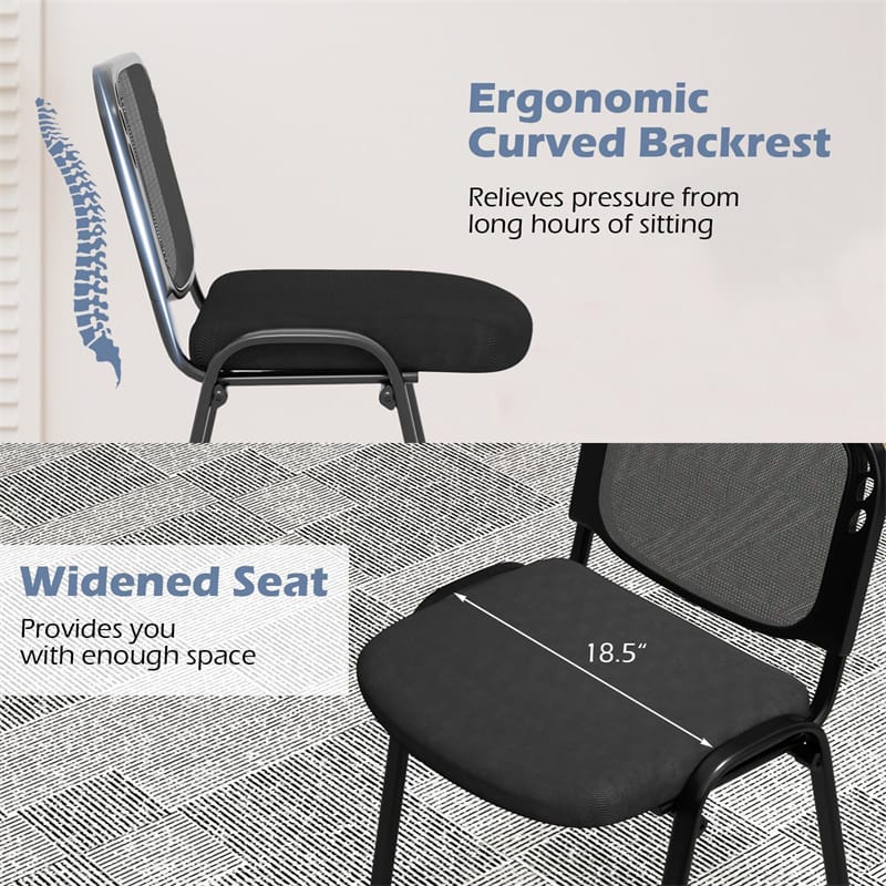 5/10/15 Pack Stackable Office Guest Chairs with Mesh Back & Padded Seat, 330lbs Capacity Conference Room Chairs for Waiting Room Reception