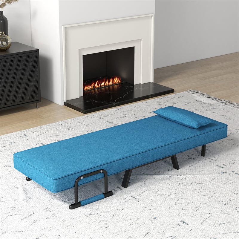 4-in-1 Convertible Sleeper Chair Bed, Folding Sofa Bed with 6-Position Adjustable Backrest & Pillow, Armchair Lounge Couch for Living Room