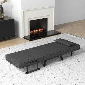 4-in-1 Convertible Sleeper Chair Bed, Folding Sofa Bed with 6-Position Adjustable Backrest & Pillow, Armchair Lounge Couch for Living Room
