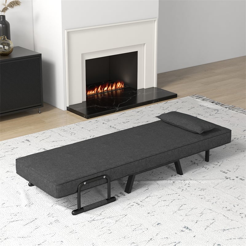 4-in-1 Convertible Sleeper Chair Bed, Folding Sofa Bed with 6-Position Adjustable Backrest & Pillow, Armchair Lounge Couch for Living Room