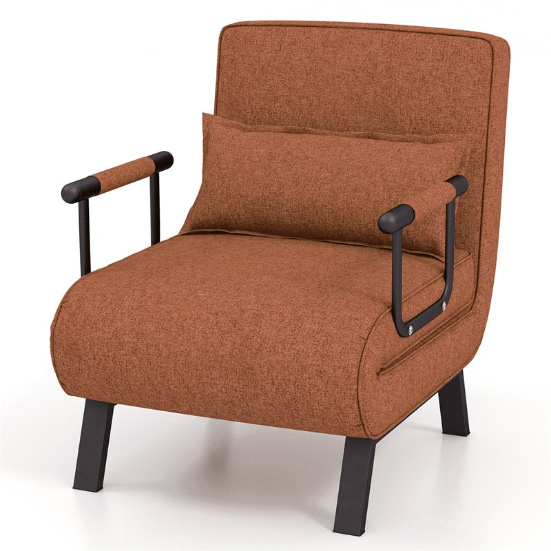 4-in-1 Convertible Sleeper Chair Bed, Folding Sofa Bed with 6-Position Adjustable Backrest & Pillow, Armchair Lounge Couch for Living Room