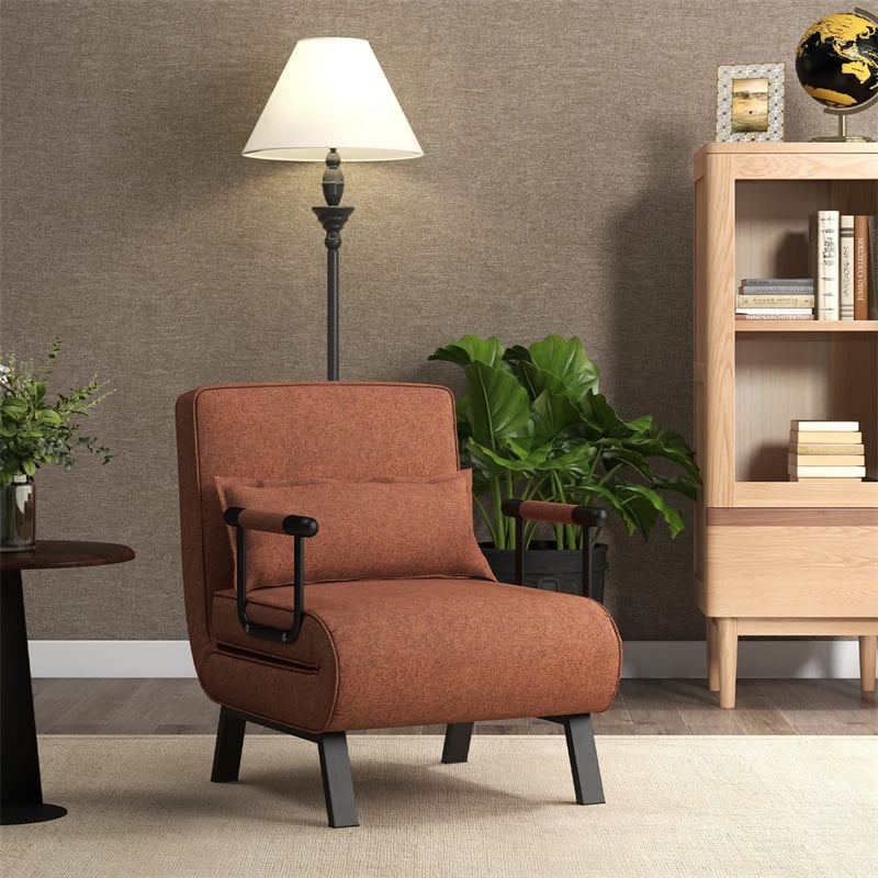 4-in-1 Convertible Sleeper Chair Bed, Folding Sofa Bed with 6-Position Adjustable Backrest & Pillow, Armchair Lounge Couch for Living Room