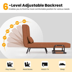 4-in-1 Convertible Sleeper Chair Bed, Folding Sofa Bed with 6-Position Adjustable Backrest & Pillow, Armchair Lounge Couch for Living Room