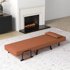 4-in-1 Convertible Sleeper Chair Bed, Folding Sofa Bed with 6-Position Adjustable Backrest & Pillow, Armchair Lounge Couch for Living Room