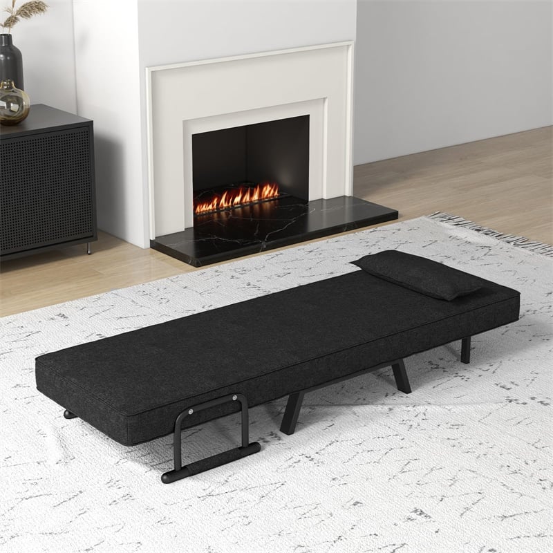 4-in-1 Convertible Sleeper Chair Bed, Folding Sofa Bed with 6-Position Adjustable Backrest & Pillow, Armchair Lounge Couch for Living Room