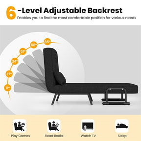 4-in-1 Convertible Sleeper Chair Bed, Folding Sofa Bed with 6-Position Adjustable Backrest & Pillow, Armchair Lounge Couch for Living Room
