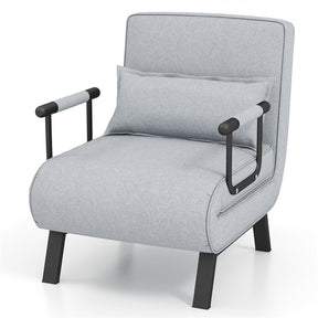 4-in-1 Convertible Sleeper Chair Bed, Folding Sofa Bed with 6-Position Adjustable Backrest & Pillow, Armchair Lounge Couch for Living Room