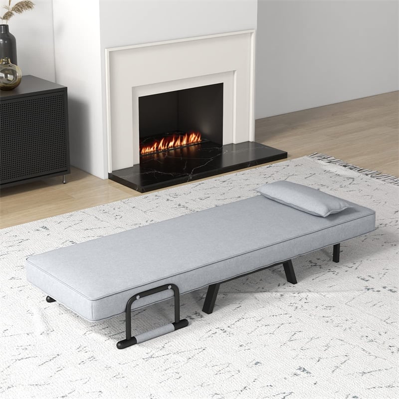 4-in-1 Convertible Sleeper Chair Bed, Folding Sofa Bed with 6-Position Adjustable Backrest & Pillow, Armchair Lounge Couch for Living Room