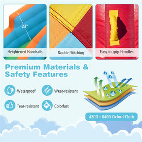 6-in-1 Inflatable Water Slide Park, Giant Bounce House with Splash Pool, Long Slide, Soccer Goal & Climbing Wall for Kids Backyard