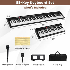 88-Key Folding Electric Piano Keyboard, Full-Size Semi-Weighted Digital Piano w/ Wireless MIDI & Dual Speakers, Portable Keyboard for Beginners