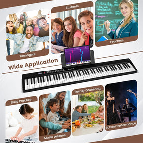 88-Key Folding Electric Piano Keyboard, Full-Size Semi-Weighted Digital Piano w/ Wireless MIDI & Dual Speakers, Portable Keyboard for Beginners