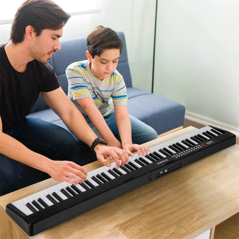 88-Key Folding Electric Piano Keyboard, Full-Size Semi-Weighted Digital Piano w/ Wireless MIDI & Dual Speakers, Portable Keyboard for Beginners
